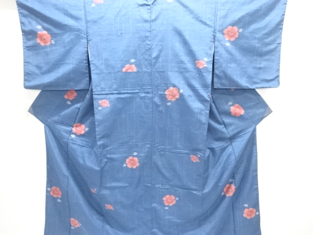 花模様織り出し手織り紬着物